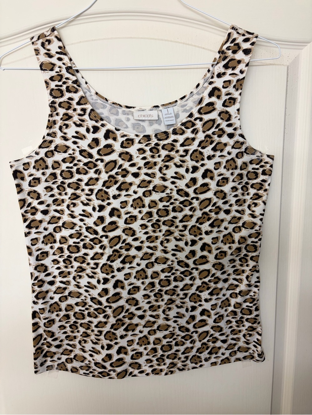 Chico's Leopard Print Tank Top - White, Brown & Black